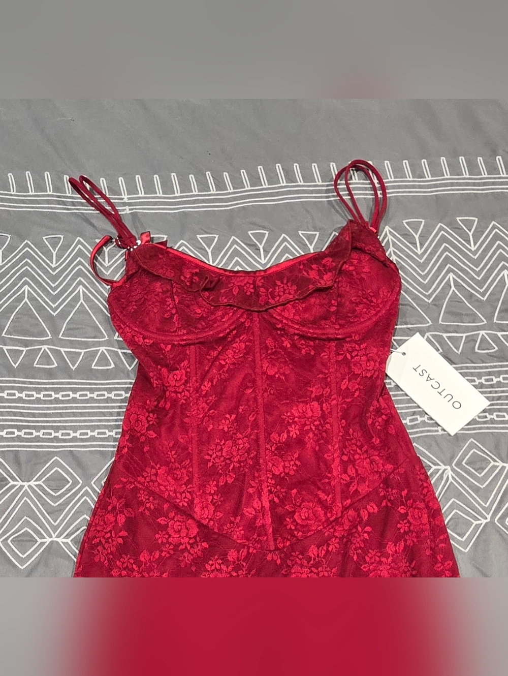 Outcast Dylan Maxi Dress In Red Lace Size XXS - Picture 6 of 13